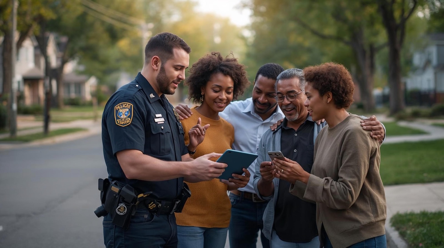 A neighborhood with security cameras